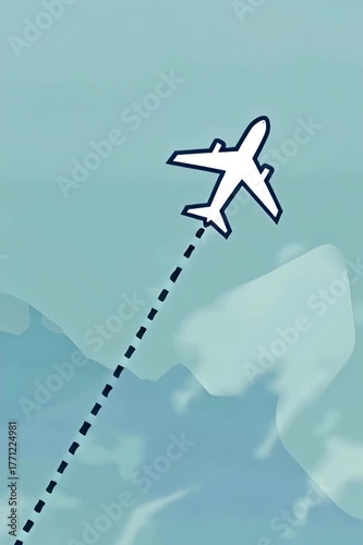 Airplane Flying Upward Illustration Representing Travel and Growth Concept