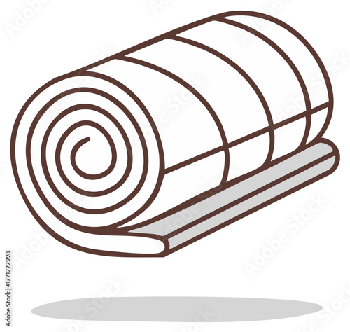 Rolled-up camping or yoga mat illustration in simple outline style