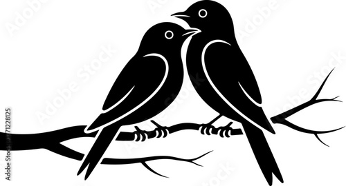 doodle of a two birds perched closely on a branch