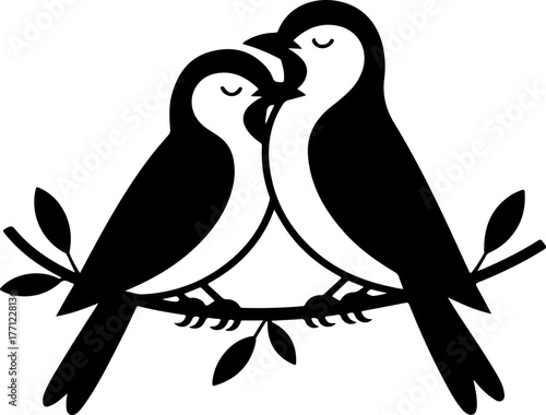 doodle of a two birds perched closely on a branch