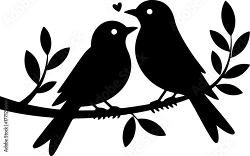 doodle of a two birds perched closely on a branch