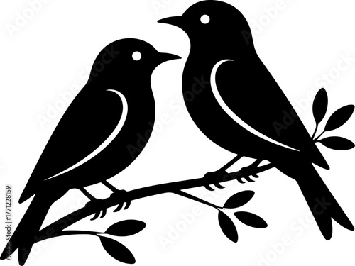 doodle of a two birds perched closely on a branch
