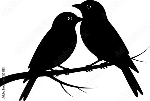 doodle of a two birds perched closely on a branch