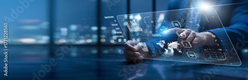 Chatbots. Customer service agents using a modern interface deploying chatbots. AI communication enhances customer support, reduces workload, and improves user satisfaction.