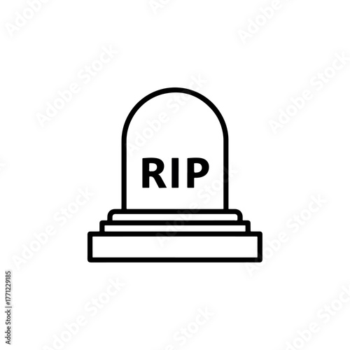 RIP tombstone icon for death and mourning, resting in peace, memorial, RIP gravestone symbol, death icon, RIP graphic element, RIP symbol, RIP gravestone