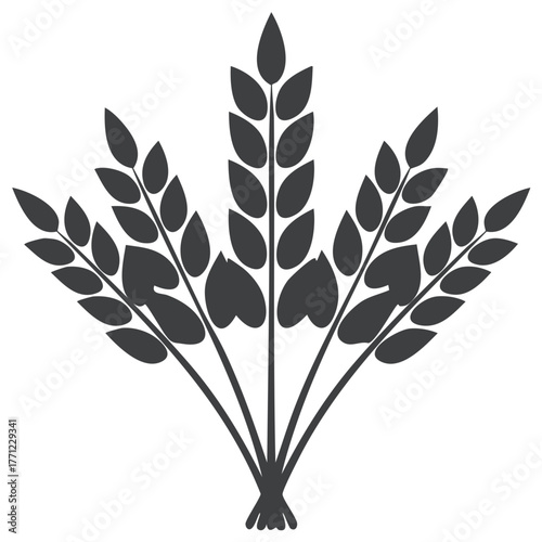 Wheat Stalk Silhouette Graphic Element Representing Harvest, Agriculture, and Farming Concepts