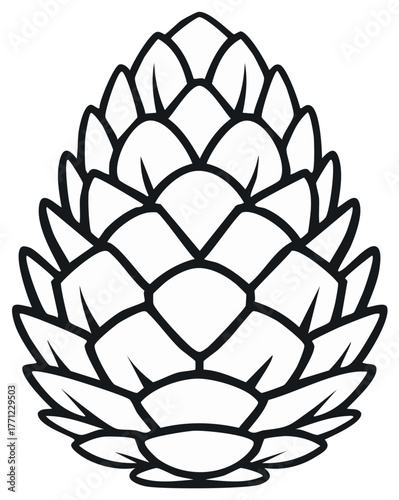 Single hop cone line art illustration graphic for craft beer brewing and brewery logo design