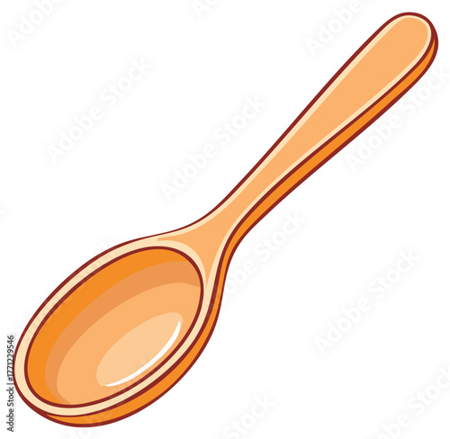Cartoon Wooden Spoon Kitchen Utensil Vector Illustration