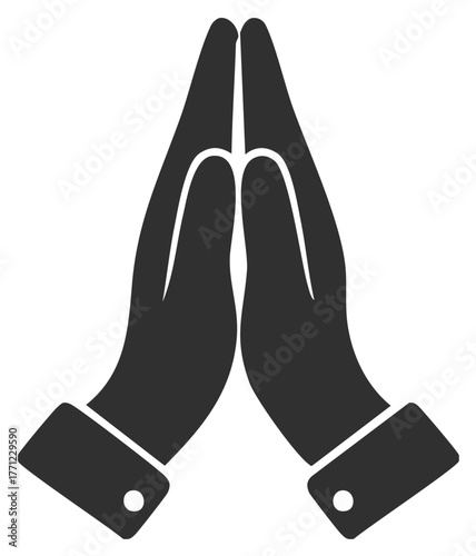 Praying Hands Icon Gesture of Faith Hope and Gratitude in Simple Silhouette
