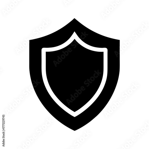 Minimal antivirus shield silhouette vector clean design for digital protection and security software icon