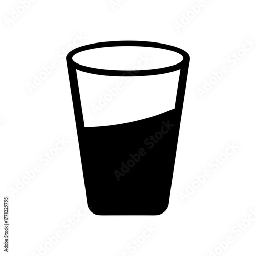 Minimal filled glass silhouette vector clean design for drink refreshment and hydration health concept