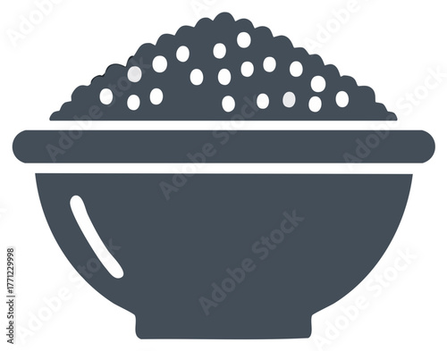 Stylized icon of a bowl filled with granular food ingredients