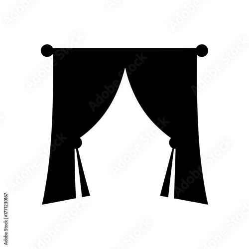 Minimal closed curtain silhouette vector clean design for interior decor and performance stage concept