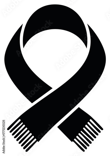 Black awareness ribbon styled as a scarf icon for mourning remembrance and solidarity campaigns