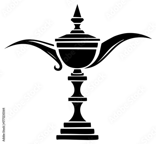 Decorative Arabic Coffee Pot Outline Black and White Traditional Ornament