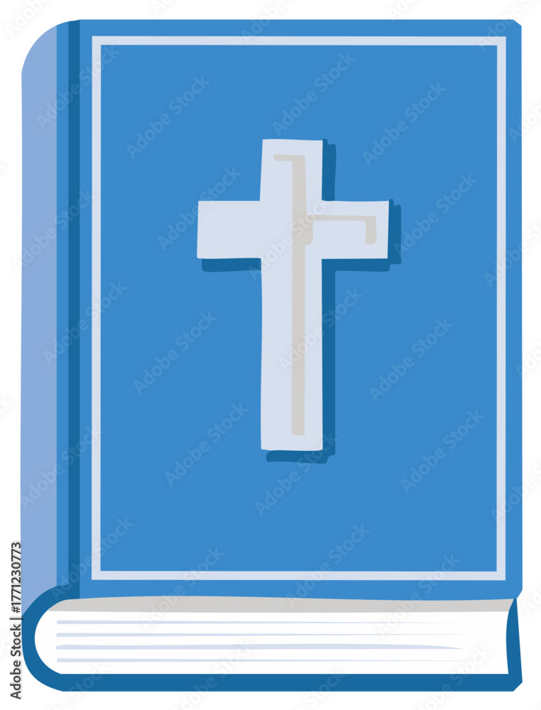 Obraz premium Blue Book with Cross Illustration for Religion Faith and Learning Material