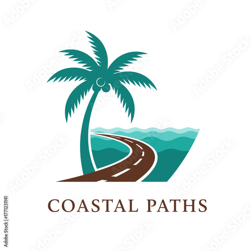 Coastal Paths: Travel and Tourism Logo Design Tropical Road Trip Adventure and Beach Resort Branding