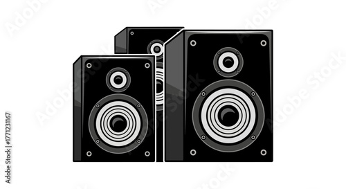 Modern compact audio speakers for immersive sound experience professional studio monitor setup isolated on white background