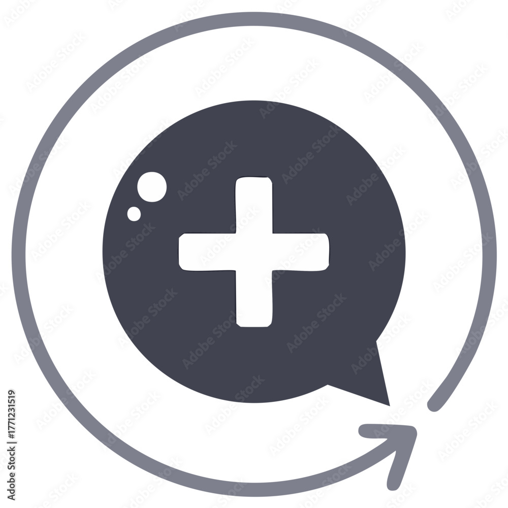 Fototapeta premium Refresh Health Care Symbol of Plus in Circular Arrow Icon Vector