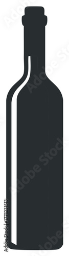 Stylized silhouette of a classic wine bottle, vector illustration for menus and design