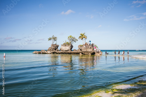 Willy's rock and ocean on a sunny day, Boracay, Philippines