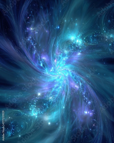 Abstract Spiral Galaxy With Glowing Stars