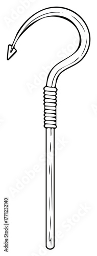 Hand-drawn Illustration of a Polynesian Fishing Hook