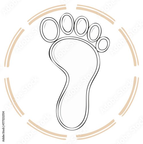 Footprint with Circle Outline Design, Podiatry Symbol, Sole of Foot Graphic