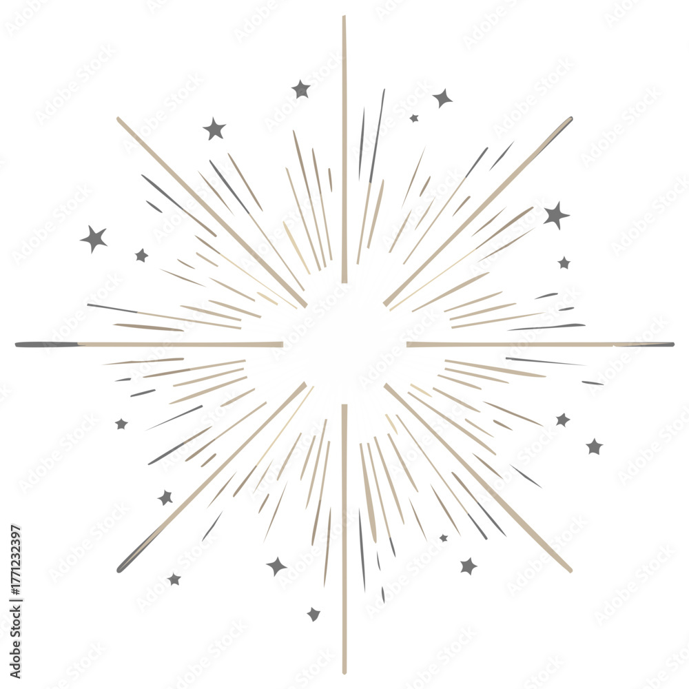 Obraz premium Abstract starburst explosion radiating lines and small stars vintage inspired graphic