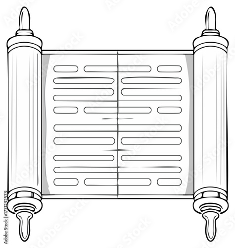 Elegant Scroll with Text Rolls Document, Antiquity and History Old Parchment Letter or Religious Manuscript