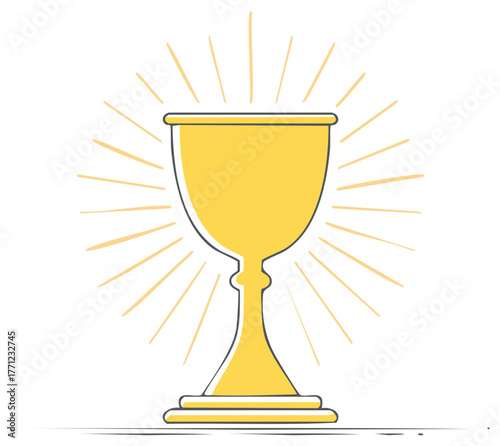 Golden chalice with radiating lines, symbol of victory or holy sacrament