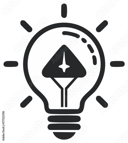 Creative light bulb icon with a shining star, symbolizing brilliant ideas, innovation, inspiration, and solution generation