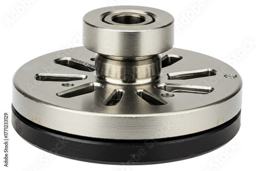 Industrial metal clutch plate and bearing assembly component on a transparent background