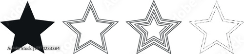 Vector Illustration of a modern star icon set. Collection of four geometric shapes for rating or design.