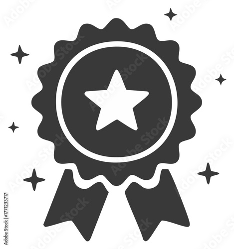 Star Award Ribbon Emblem with Sparkles