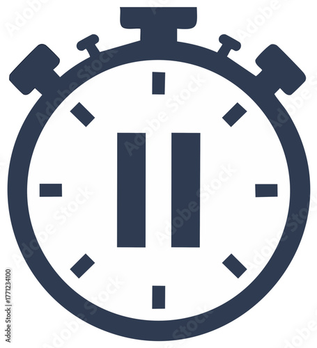 Stopwatch Icon Depicting Pause Functionality Isolated on White Backdrop Depicting Temporal Halt