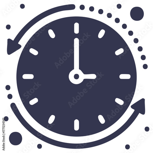 Clock with arrows indicating time management and deadline concept in a minimal icon illustration.