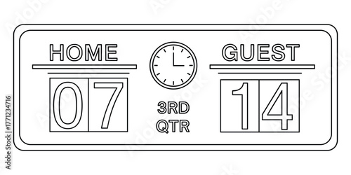 Outline Scoreboard Illustration for Sporting Event with Time