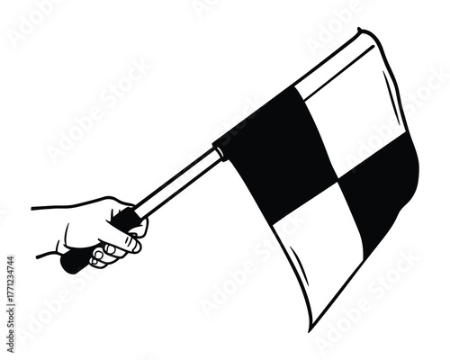 Referee Soccer Flag Hand Symbol Vector Illustration Sports Game Concept