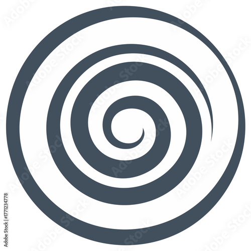 Dark Blue Circular Concentric Swirl Design, Vortex Shape, Modern Geometric Pattern