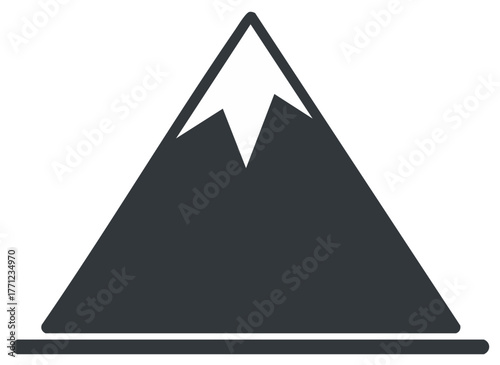 Striking Peak Icon: A Clean and Minimalist Design of Snowy Mountain for Graphic Elements and Outdoor Theme