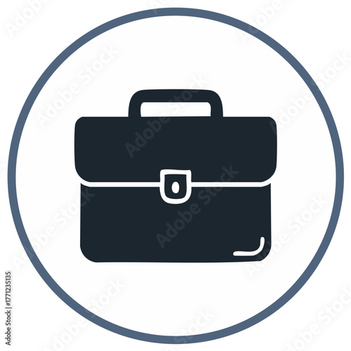 Business Briefcase Icon on White Circular Background Minimalist Design