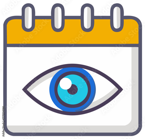 Eye on a calendar symbol for appointments reminders and schedule planning
