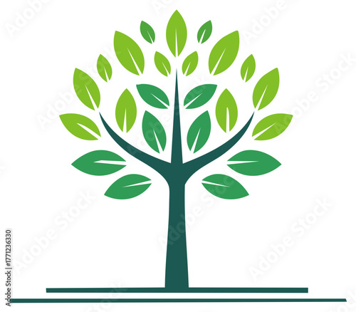 Stylized green tree illustration symbolizing nature environment growth and organic vitality