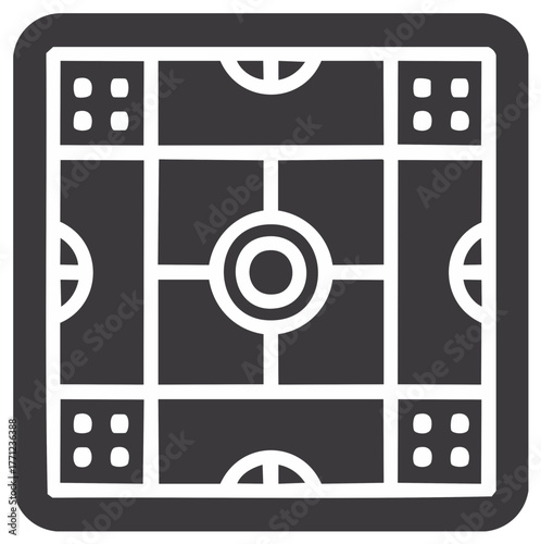 Foosball Table Top View Outline Icon Graphic in Isolated Style