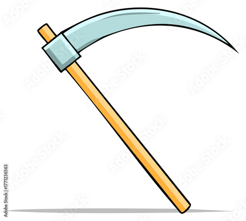 Cartoon scythe illustration of a Grim Reaper weapon or farming tool