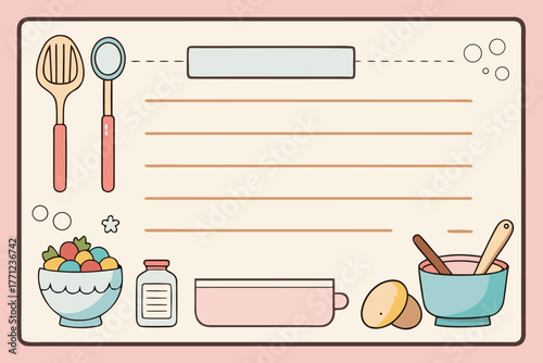 Vibrant, homey baking setup featuring wooden utensils, mixing bowls, a rolling pin, eggs, a jar, and a bowl of colorful fruits. Perfect for family, cooking, and lifestyle themes in a warm kitchen.