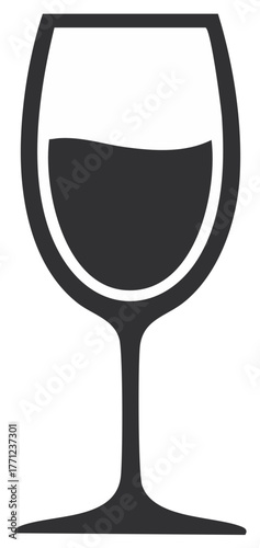 Elegant wine glass, minimalist icon graphic, alcoholic beverage symbol, wine tasting