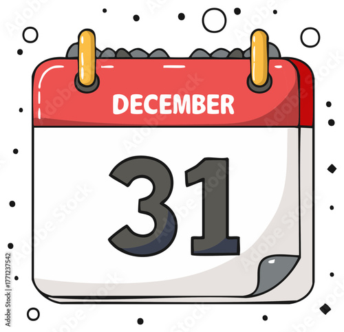 December 31 Calendar Page Symbolizing New Year's Eve and End of Year