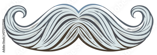 Stylized illustration of a gray mustache. For retro or hipster theme.